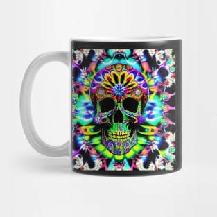 Skull Tie Dye Psychedelic Trippy Rainbow Festival Hippie Neon Mug